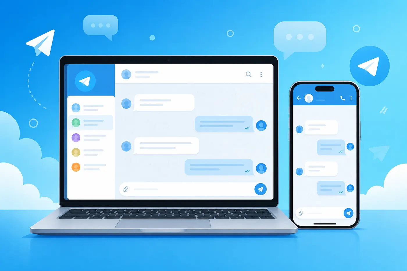 Telegram download for desktop and phone showing synced chats after install
